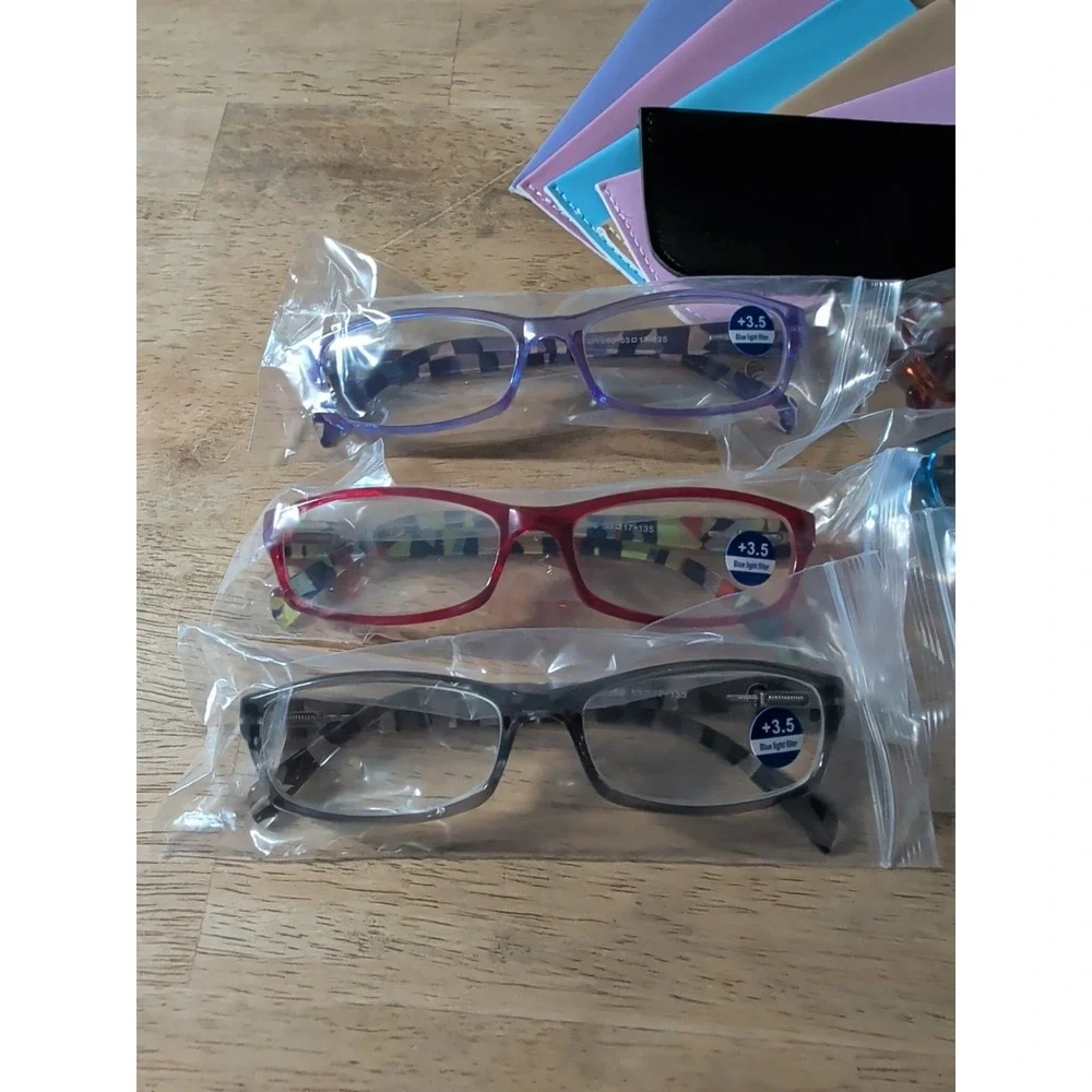 Ladies Reading Glasses 6 Pack Fashion Readers Eyeglasses Assorted &‎ Cases +3.50
